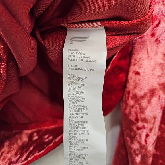 Fabletics Crushed Velour Full Zip Strawberry Red Crop Jacket Size Large - Picture 5 of 7